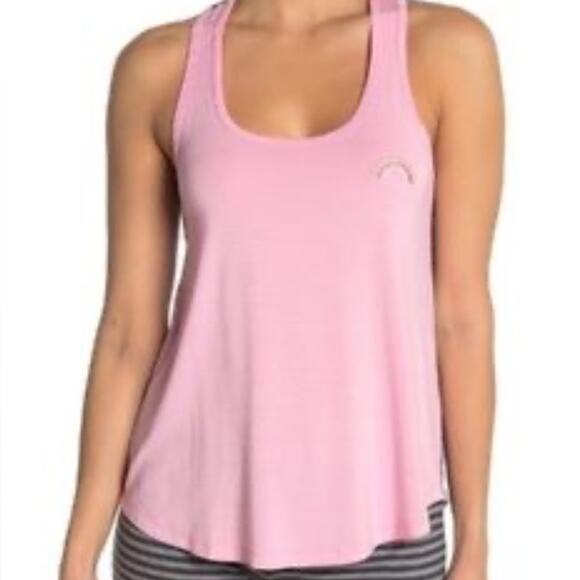 PJ SALVAGE Rainbow Pink Gray Stripe Sleep Lounge Tank Size Medium Cotton Lux - Picture 1 of 8